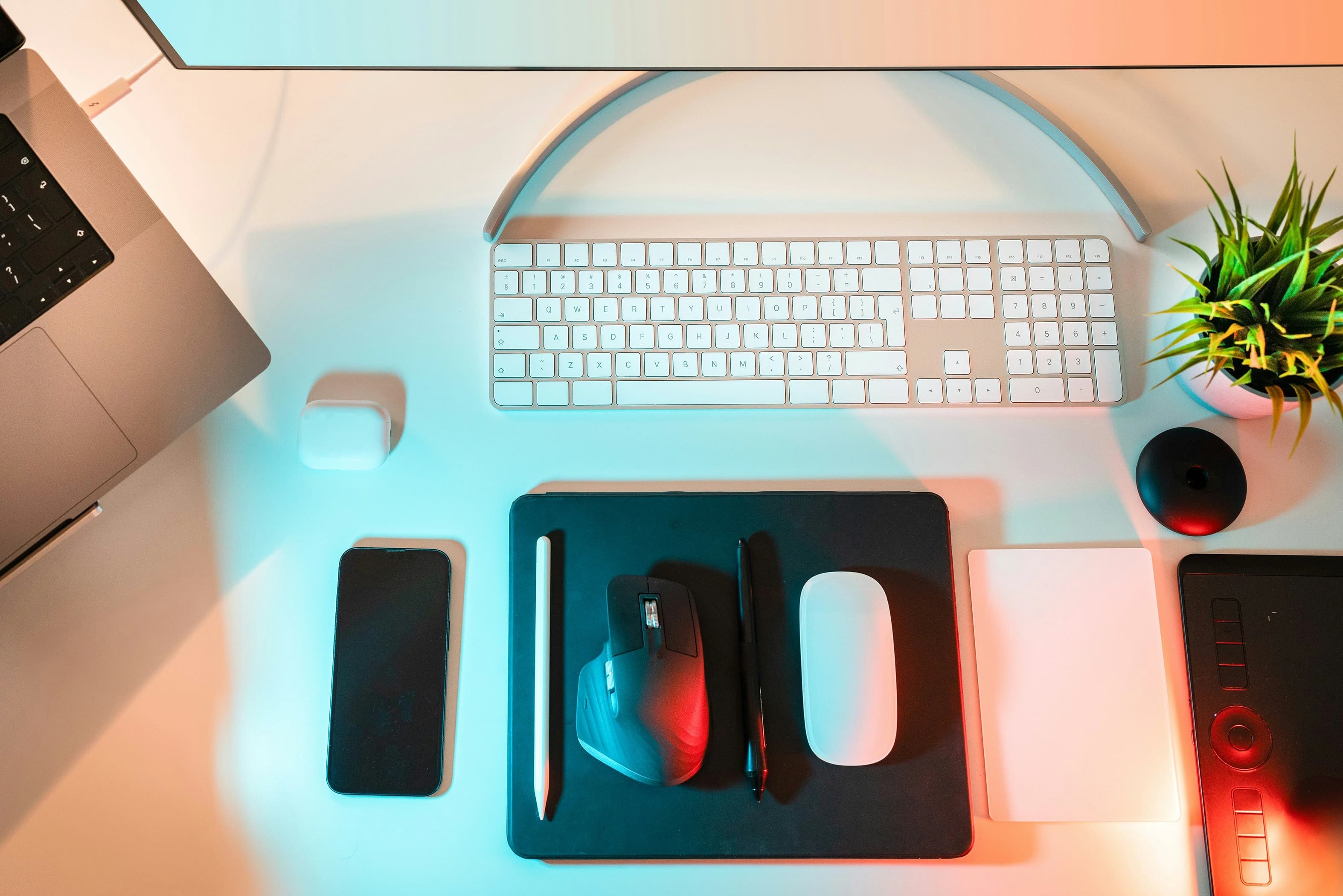 Team member working on a laptop in a bright workspace